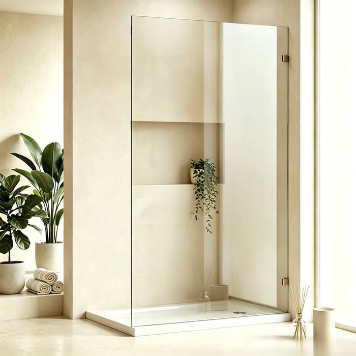 1250-1400mm Glasspro Frameless Walk In Single Panel Shower Screens - 2000mm Height