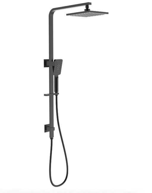 200mm New Eden Square Multi-function Shower Set Chrome/Matt Black - HD reno