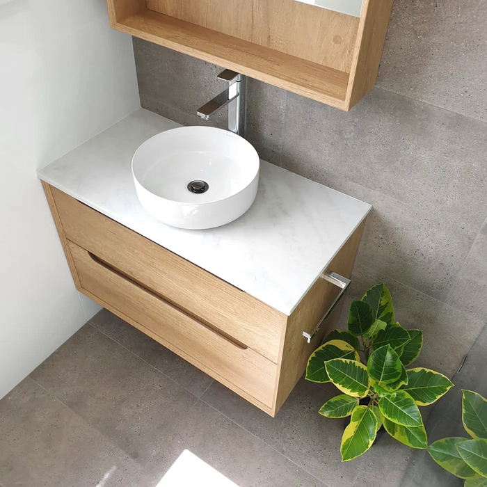 600-1500*460*550mm Byron Natural Oak Bathroom Wall Hung Vanity - Cabinet Only and Ceramic / Stone Top