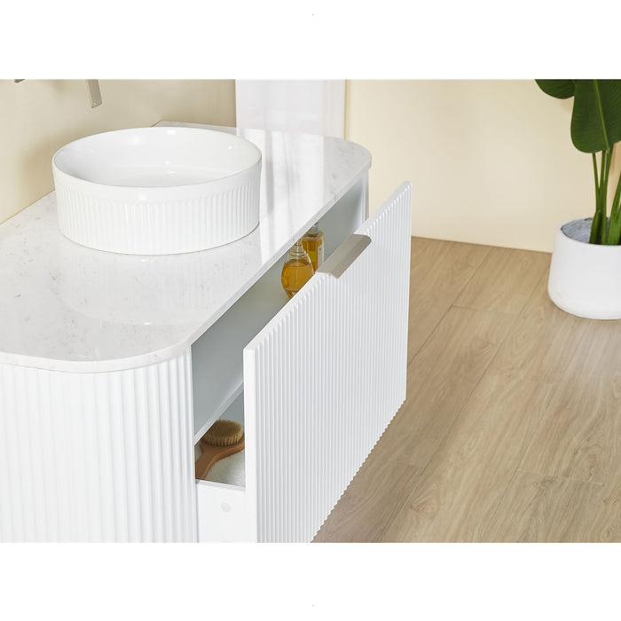 600-1800*500*470mm Poseidon Avalon Matt White PVC Fluted Wall Hung Bathroom Vanity