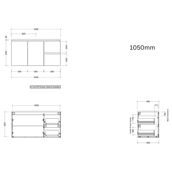 TIMBERLINE CARLO CUSTOM WALL HUNG VANITY (ALL SIZING)