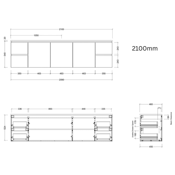 TIMBERLINE CARLO CUSTOM WALL HUNG VANITY (ALL SIZING)