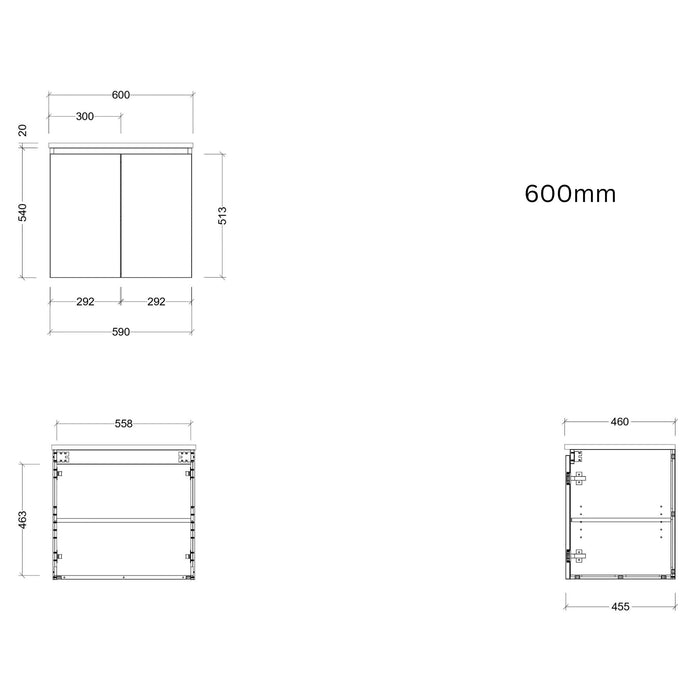 TIMBERLINE CARLO CUSTOM WALL HUNG VANITY (ALL SIZING)