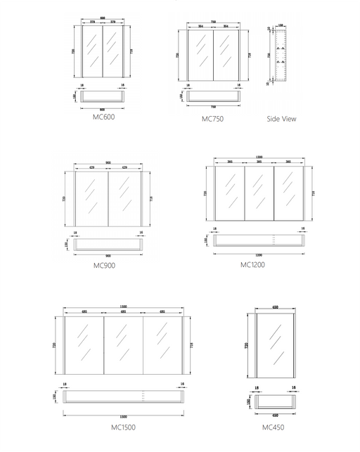 450-1500mm Vienna White Oak Fluted Vanity Cabinet Only And Mirror Cabinet - HD reno