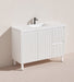 1200*455*860mm POS Brighton Matt White PVC Constructed Fluted Bathroom Vanity With Legs/Kickboard - Right Hand Drawer - HD reno