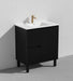 750*455*860mm POS Brighton Matt Black PVC Constructed Fluted Bathroom Vanity With Legs/Kickboard - Left Hand Drawer - HD reno