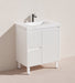750*455*860mm POS Brighton Matt White PVC Constructed Fluted Bathroom Vanity With Legs/Kickboard - Left Hand Drawer - HD reno