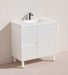 900*455*860mm POS Brighton Matt White PVC Constructed  Fluted Bathroom Vanity With Legs/Kickboard - Left Hand Drawer - HD reno