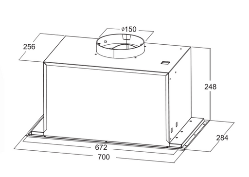 720mm Undermount Concealed Hood 800m3/hr LED lights - HD reno