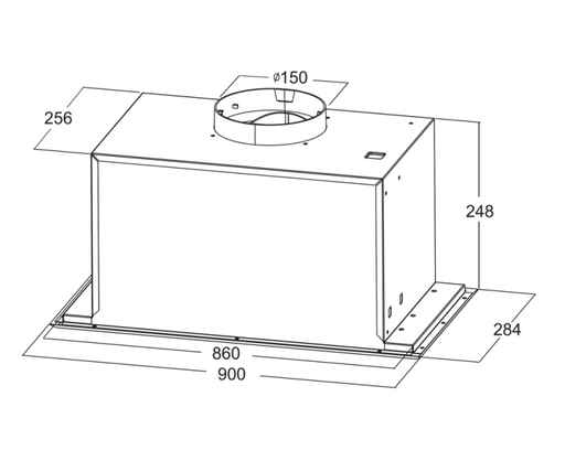 900mm Undermount Concealed Hood 800m3/hr LED lights - HD reno