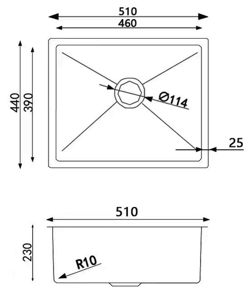 510*440*230mm ACA Single Bowl Top/Undermount Kitchen/Laundry Stainless Steel Sink - HD reno