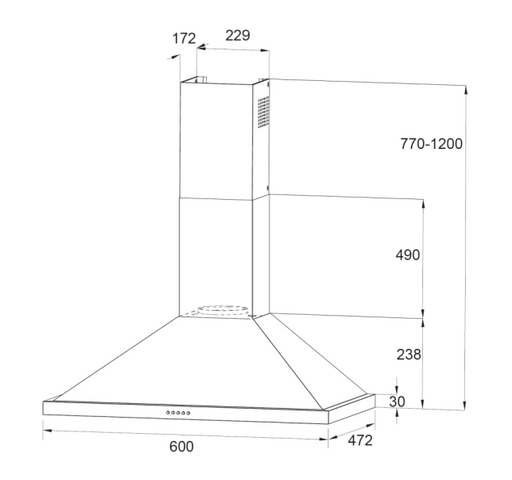 600mm Stainless Steel Canopy Rangehood 600m3/hr LED lights - HD reno