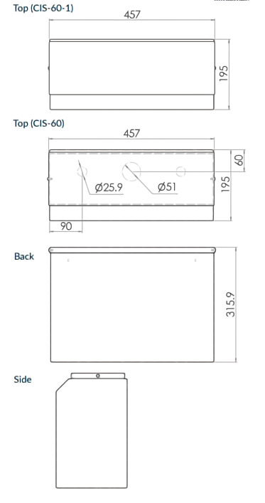 Stainless Steel Cistern Case Available With or Without Holes To Suit - HD reno