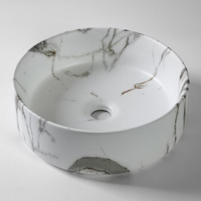 360*360*125mm Aquaperla Carrara Matte White Round Above Counter Basin