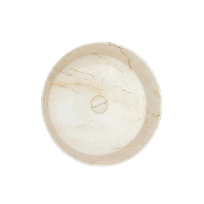 405*405*130mm Aquaperla Marble Round Above Counter Basin
