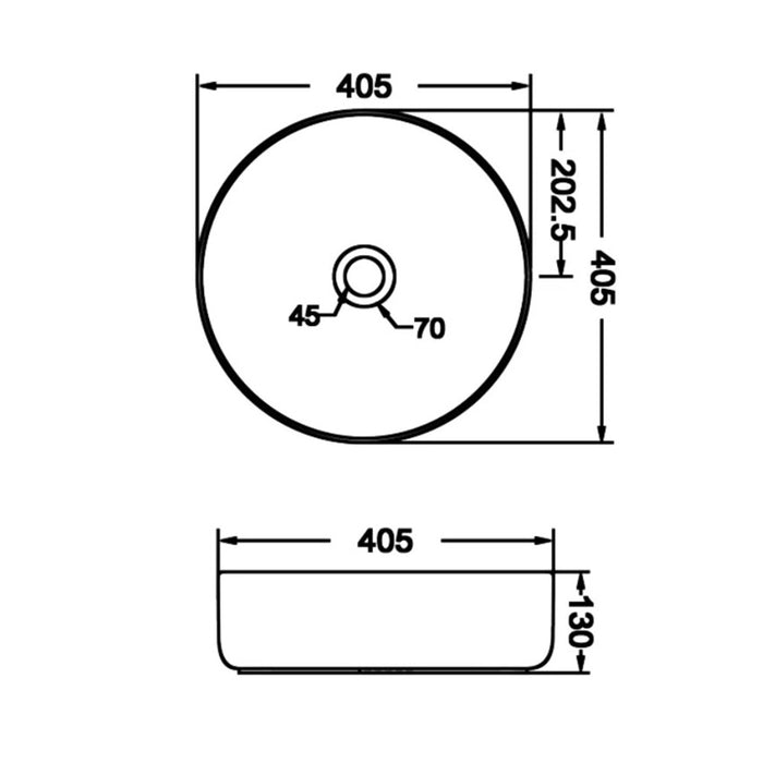 405*405*130mm Aquaperla Marble Round Above Counter Basin