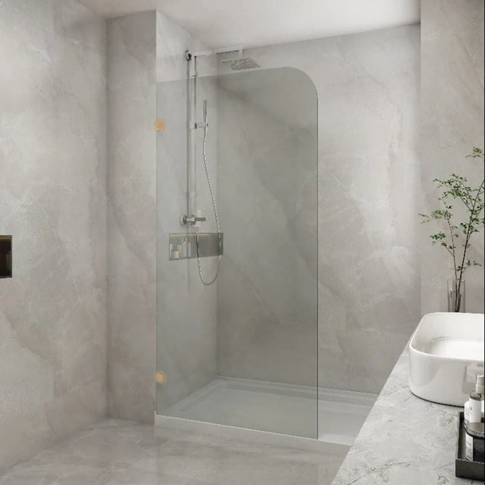 800-1200mm 10mm Tempered Toughen Glass Standard Height 2100mm Covey Frameless Clear Glass Single Panel With Top Outside Corner Curved Shower Screens - HD reno