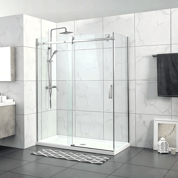 1180-2000mm 10mm Thickness Covey L Shape Frameless Sliding Door Chrome Fitting Shower Screens - 2000mm Height