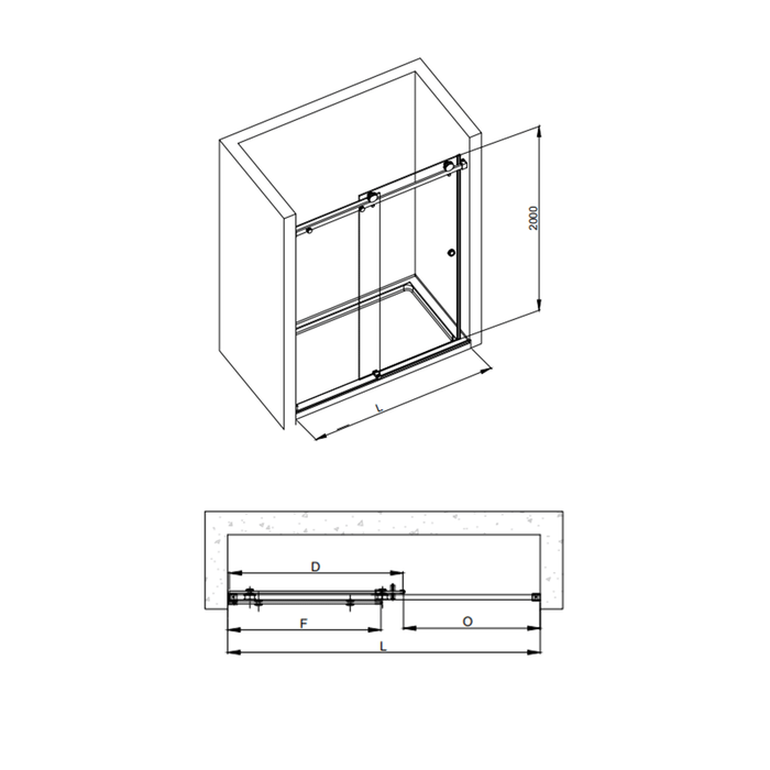 870-1180mm Covey Frameless Wall To Wall Sliding Door 10mm Thickness Shower Screens - 2000mm Height