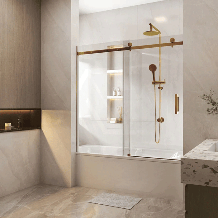 1450-1800mm 10mm Glass Covey Frameless Sliding Door Wall To Wall Bathtub Shower Screens - 1500mm Height
