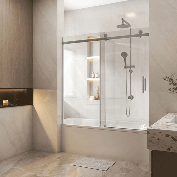 1450-1800mm 10mm Glass Covey Frameless Sliding Door Wall To Wall Bathtub Shower Screens - 1500mm Height