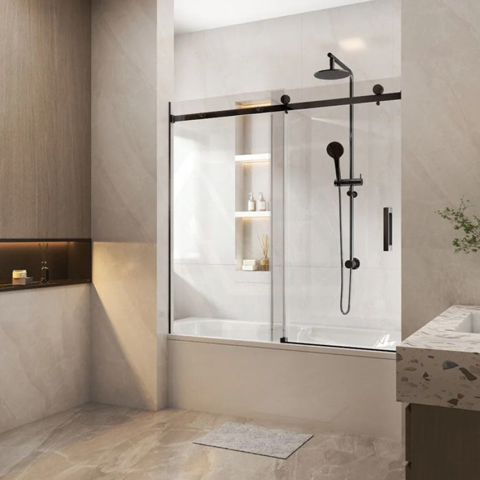 1450-1800mm 10mm Glass Covey Frameless Sliding Door Wall To Wall Bathtub Shower Screens - 1500mm Height