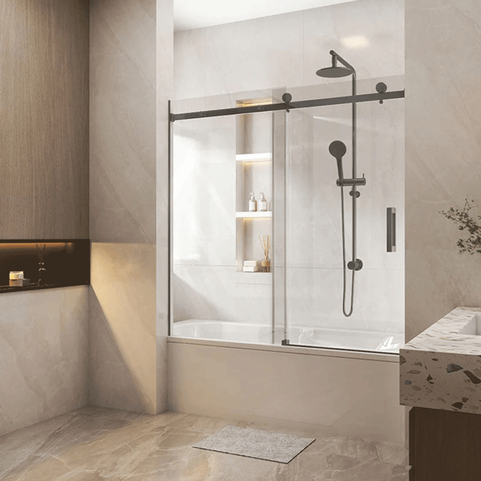 1450-1800mm 10mm Glass Covey Frameless Sliding Door Wall To Wall Bathtub Shower Screens - 1500mm Height
