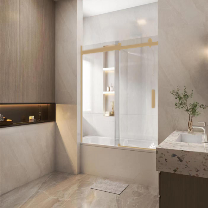 1450-1800*1600mm Frameless Sliding Door Over Bathtub Shower Screens - HD reno