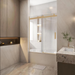 1450-1800*1600mm Frameless Sliding Door Over Bathtub Shower Screens - HD reno