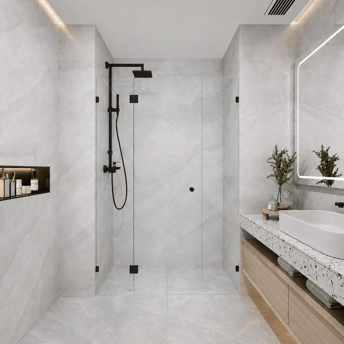 870-2000mm Tempered Glass Covey Frameless Pivot Door 3 Panels Wall To Wall Shower Screens - 2000mm Height