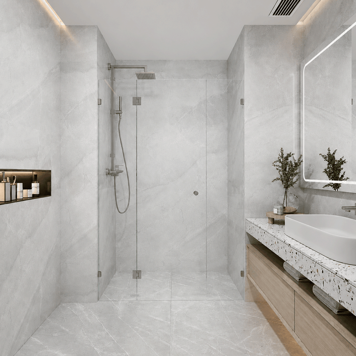 870-2000mm Tempered Glass Covey Frameless Pivot Door 3 Panels Wall To Wall Shower Screens - 2000mm Height