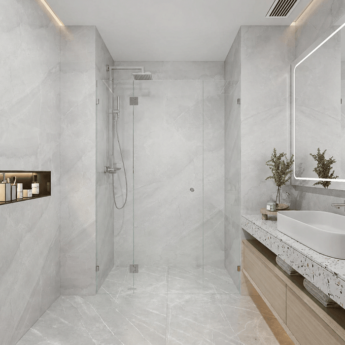870-2000mm Tempered Glass Covey Frameless Pivot Door 3 Panels Wall To Wall Shower Screens - 2000mm Height