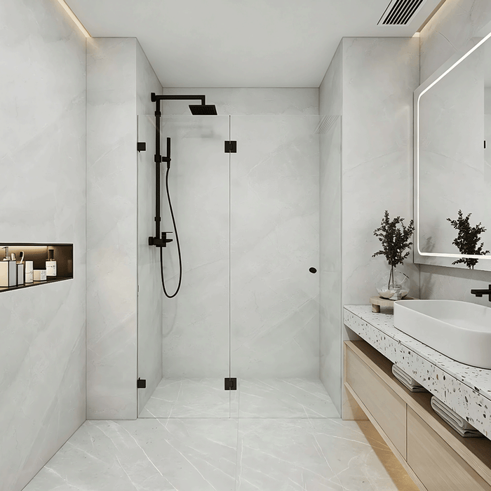 870-1400mm Covey Frameless Single Pivot Door Wall To Wall  10mm Tempered Glass Shower Screens - 2000mm Height