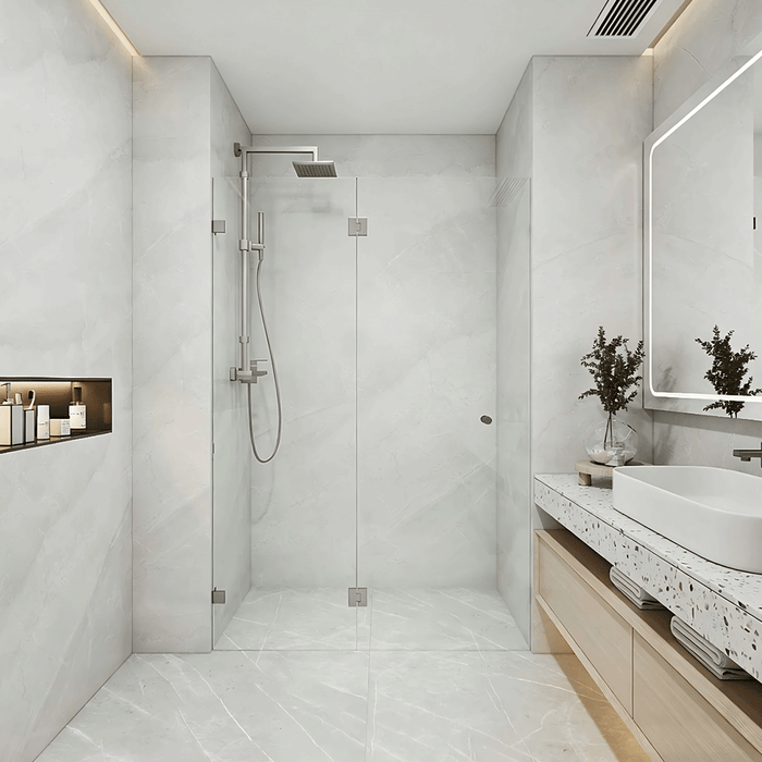 870-1400mm Covey Frameless Single Pivot Door Wall To Wall  10mm Tempered Glass Shower Screens - 2000mm Height