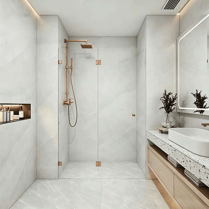 870-1400mm Covey Frameless Single Pivot Door Wall To Wall  10mm Tempered Glass Shower Screens - 2000mm Height