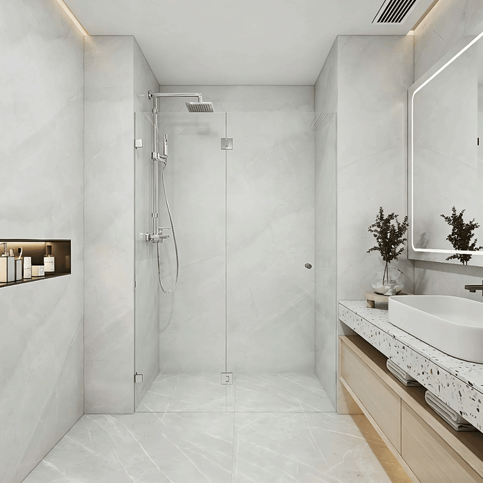 870-1400mm Covey Frameless Single Pivot Door Wall To Wall  10mm Tempered Glass Shower Screens - 2000mm Height