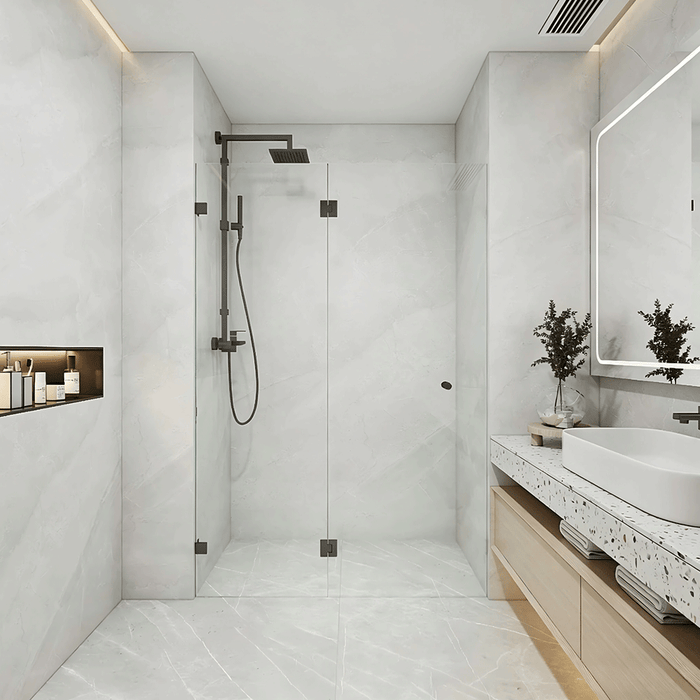 870-1400mm Covey Frameless Single Pivot Door Wall To Wall  10mm Tempered Glass Shower Screens - 2000mm Height