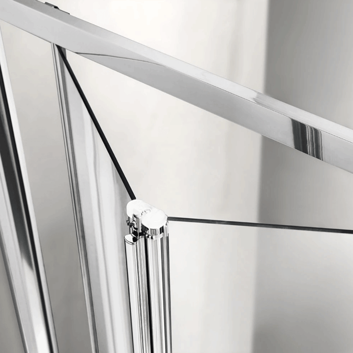 700-820mm Covey Chrome/Black Semi-Frameless Bi-Fold Swing Door 6mm Tempered Glass Wall To Wall Shower Screens - 2000mm Height