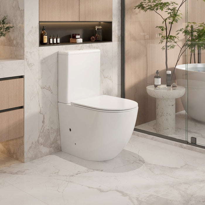 620*370*820mm Mercio Cera Gloss White Ceramic Rimless Back To Wall Toilet