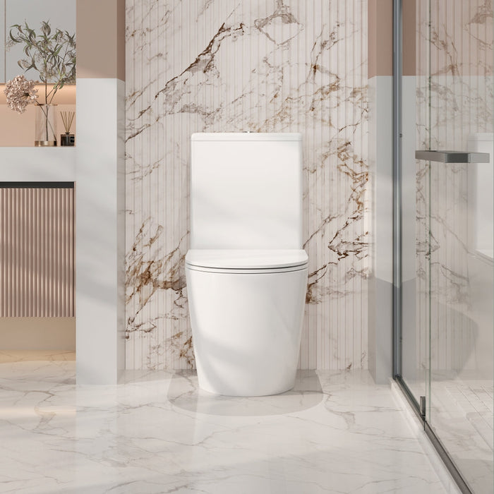 620*370*820mm Mercio Cera Gloss White Ceramic Rimless Back To Wall Toilet