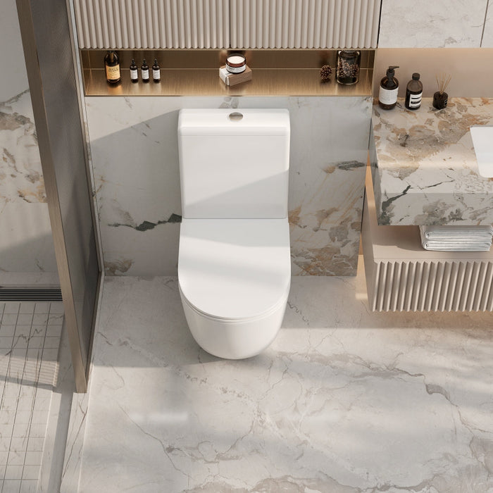 620*370*820mm Mercio Cera Gloss White Ceramic Rimless Back To Wall Toilet