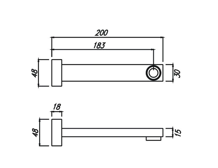 200mm HC Tony Black Rectangle Bath Outlet