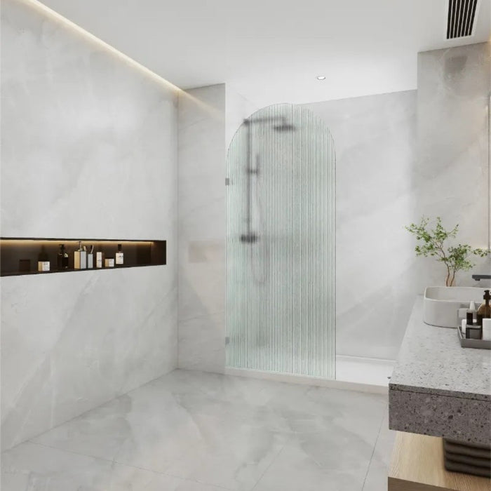700-1000mm Covey Frameless Fluted Glass Arch Top Walk-In Single Panel Shower Screens