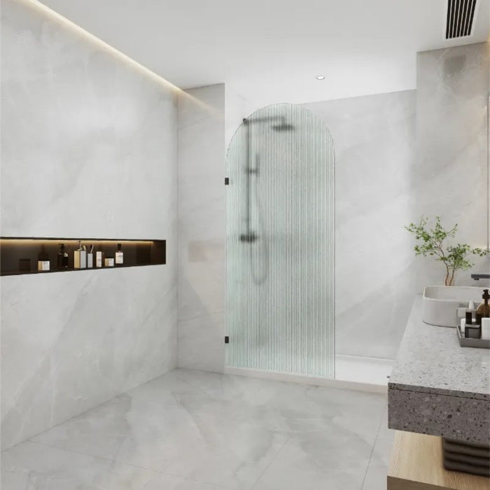 700-1000mm Covey Frameless Fluted Glass Arch Top Walk-In Single Panel Shower Screens