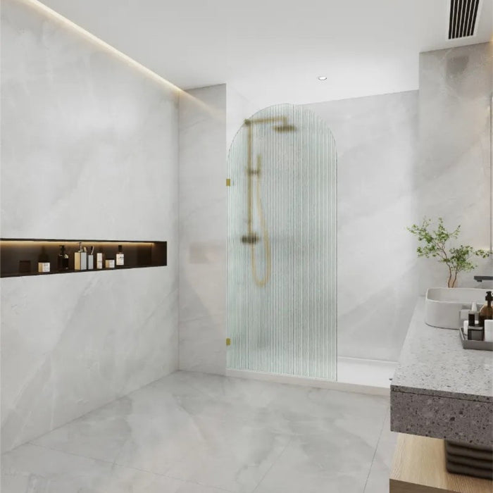 700-1000mm Covey Frameless Fluted Glass Arch Top Walk-In Single Panel Shower Screens