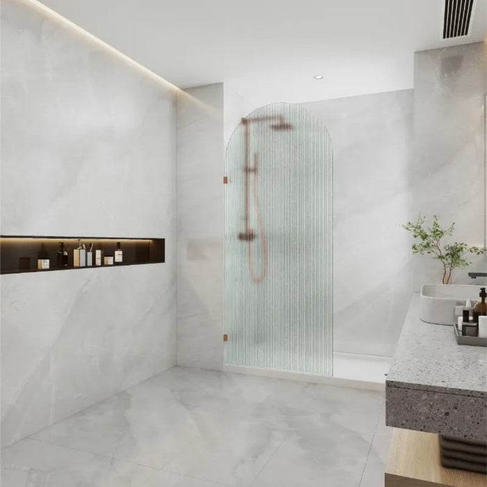 700-1000mm Covey Frameless Fluted Glass Arch Top Walk-In Single Panel Shower Screens