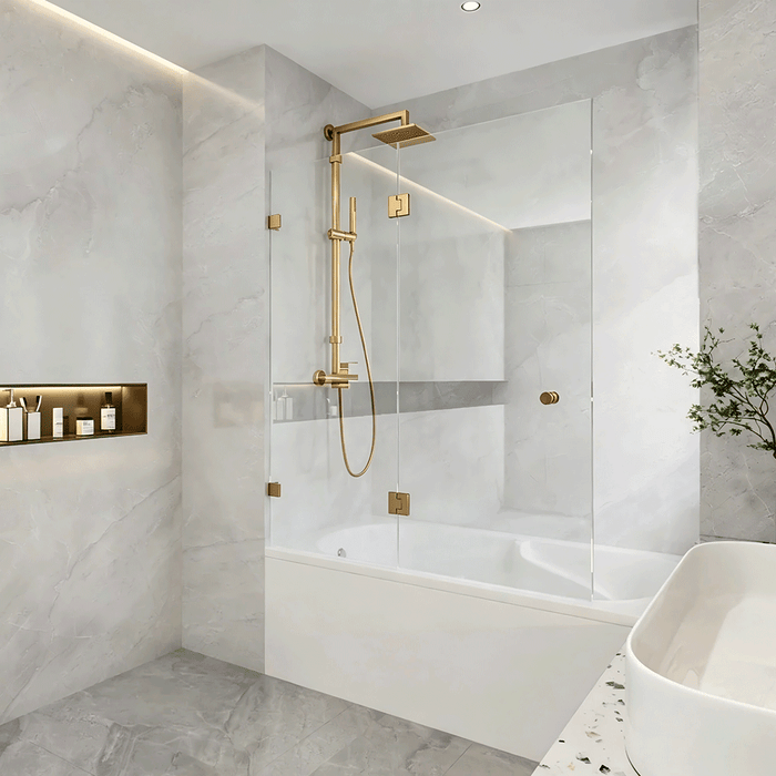850/1000mm 10mm Glass Covey Frameless Double Hinged Pivot Door Bathtub Shower Screens - 1500mm Height