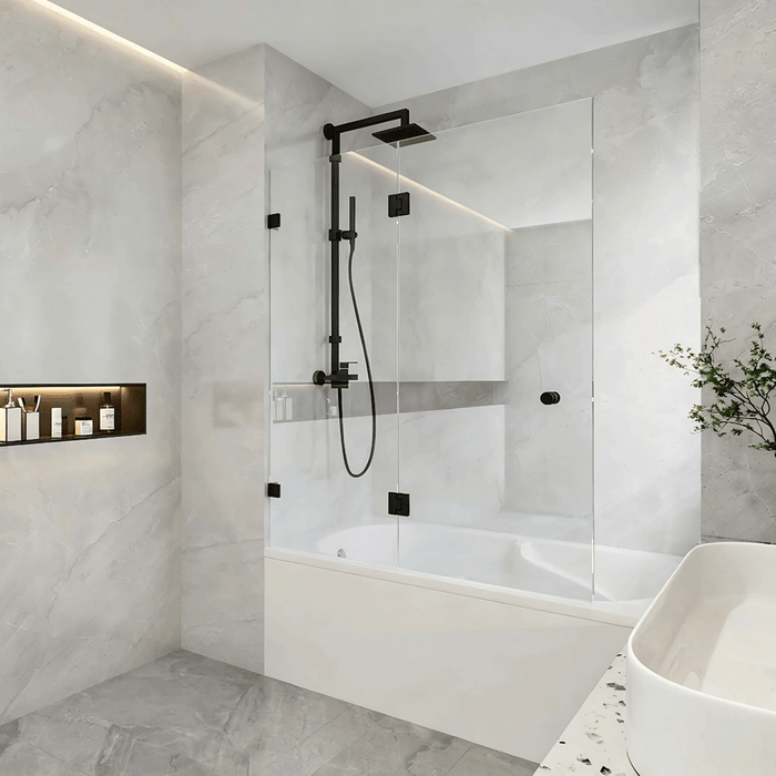 850/1000mm 10mm Glass Covey Frameless Double Hinged Pivot Door Bathtub Shower Screens - 1500mm Height