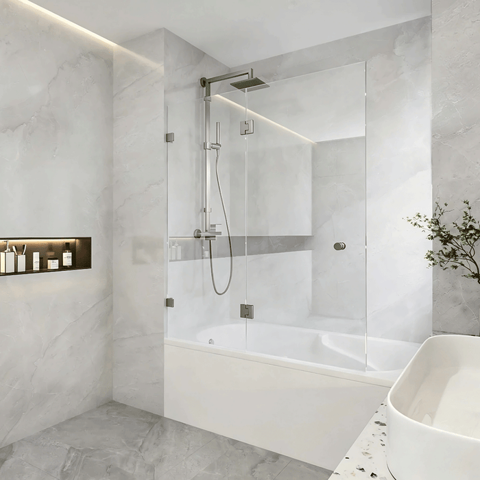 850/1000mm 10mm Glass Covey Frameless Double Hinged Pivot Door Bathtub Shower Screens - 1500mm Height