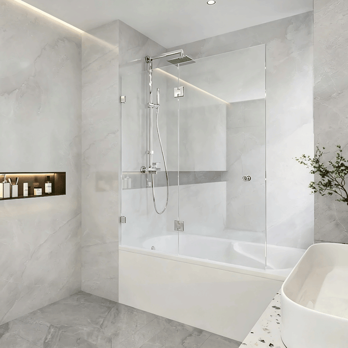 850/1000mm 10mm Glass Covey Frameless Double Hinged Pivot Door Bathtub Shower Screens - 1500mm Height